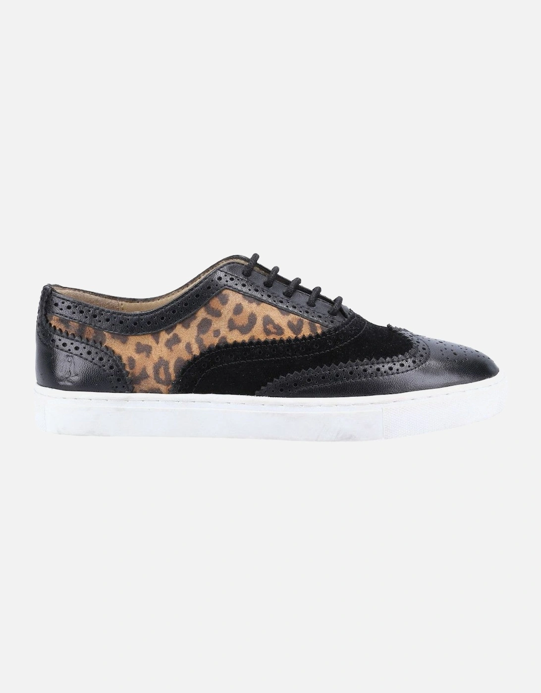 Womens/Ladies Tammy Leopard Print Leather Brogues