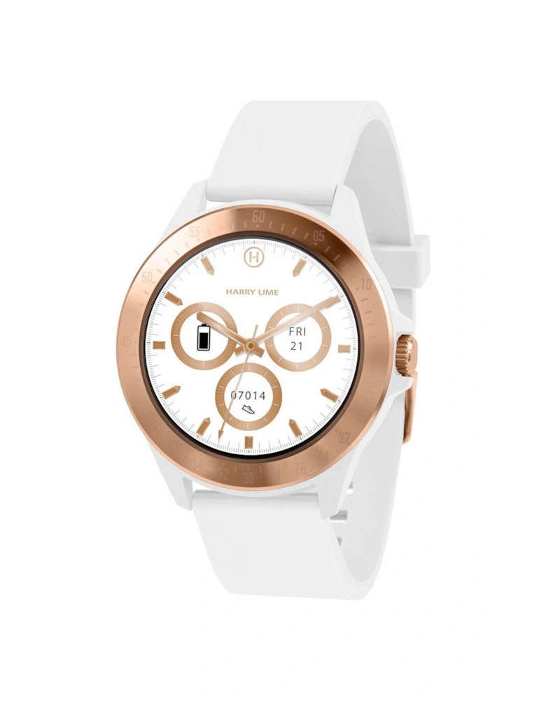 Fashion Smart Watch in White with Rose Gold Colour Bezel HA07-2004