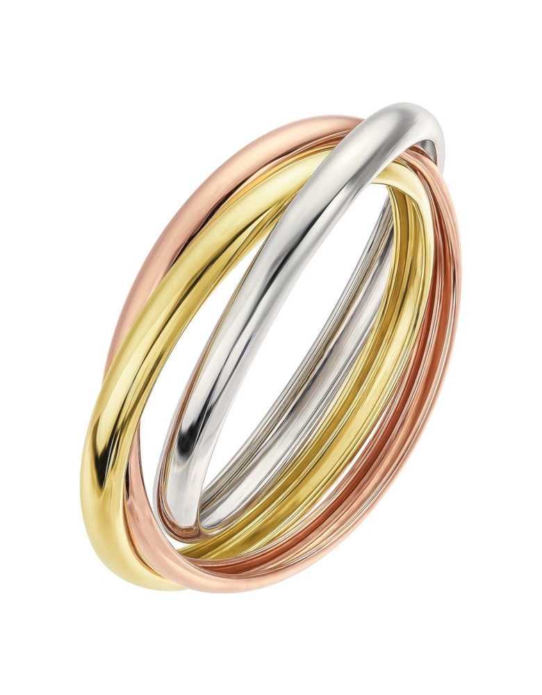 9-Carat Gold Russian 3-Colour Wedding Ring - 2mm Each band