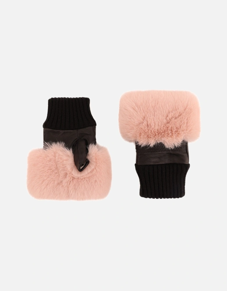 Baby Pink Faux Fur Fingerless Gloves