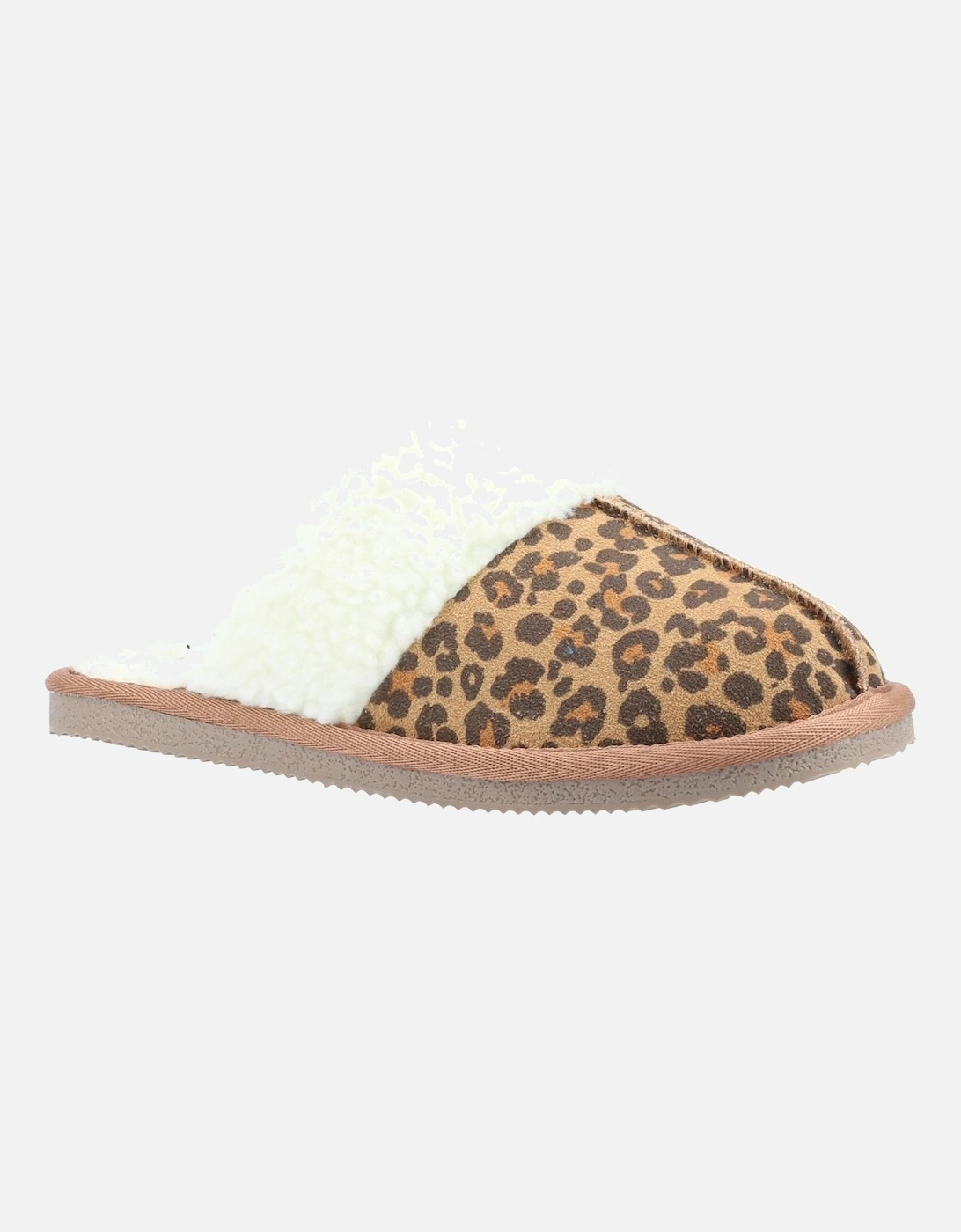 Womens/Ladies Arianna Leopard Print Suede Slippers, 5 of 4