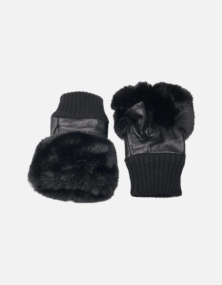 Black Faux Fur Fingerless Gloves