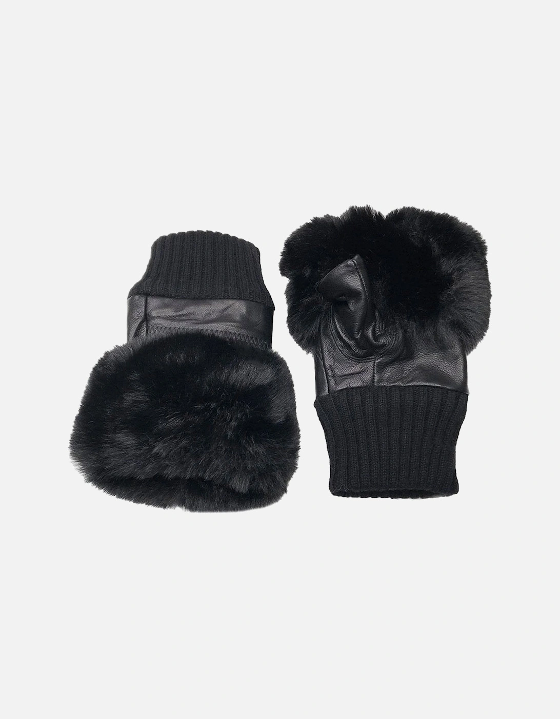 Black Faux Fur Fingerless Gloves, 5 of 4