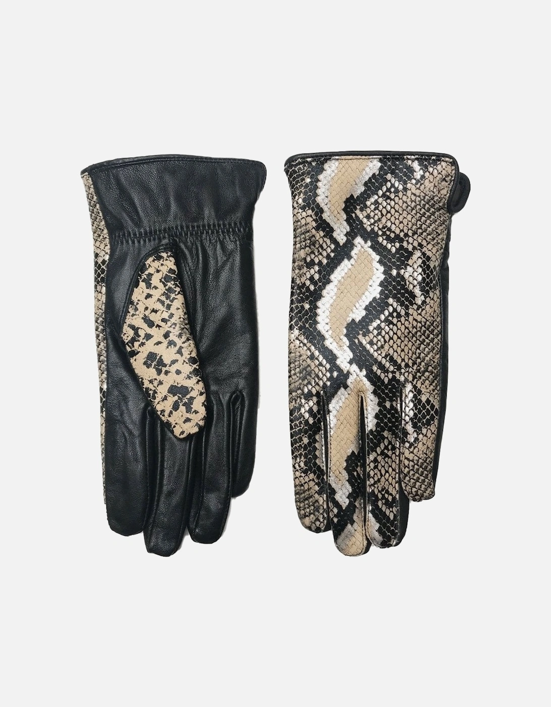 Mocha Luxe Leather Snake Print Gloves, 2 of 1