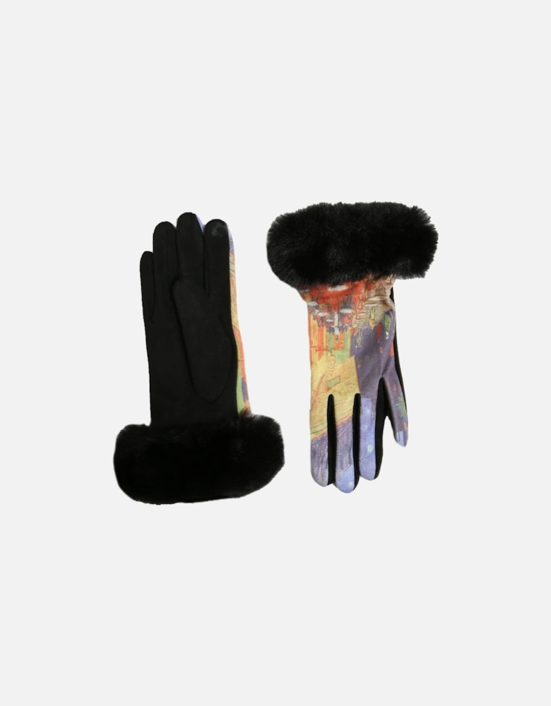 Blue Faux Suede Gloves