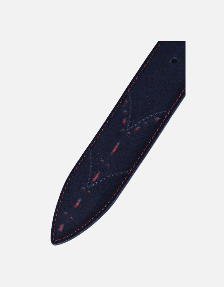Suede Leather Belt Navy/Red