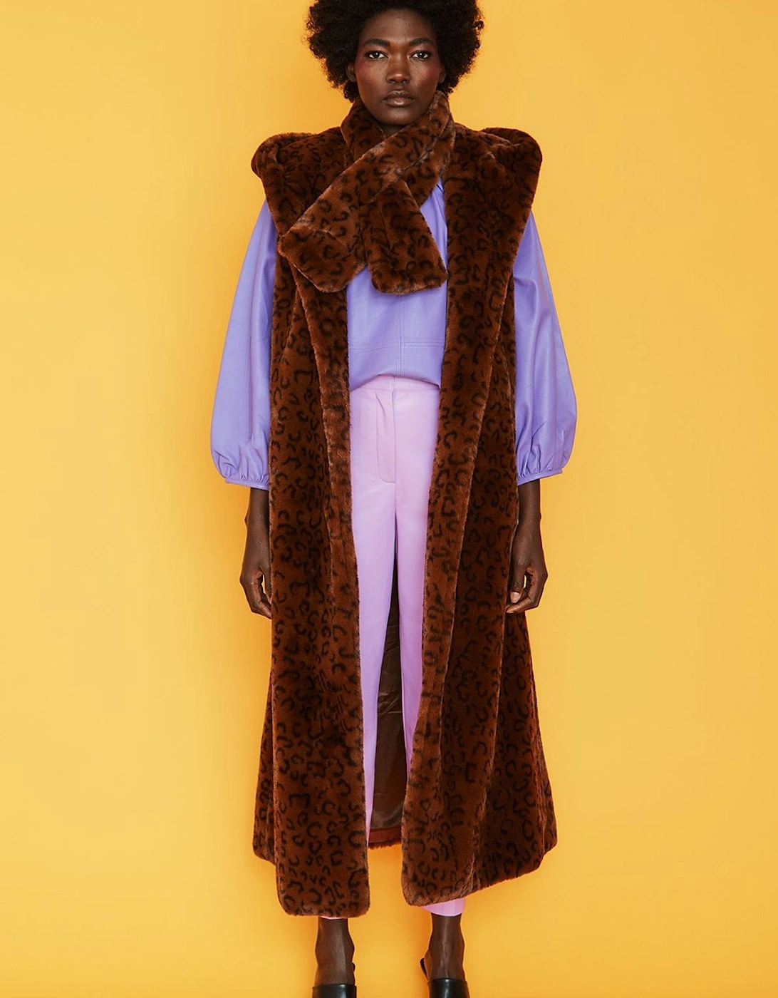 Chocolate Shania Faux Fur Long Length Hooded Gilet, 5 of 4