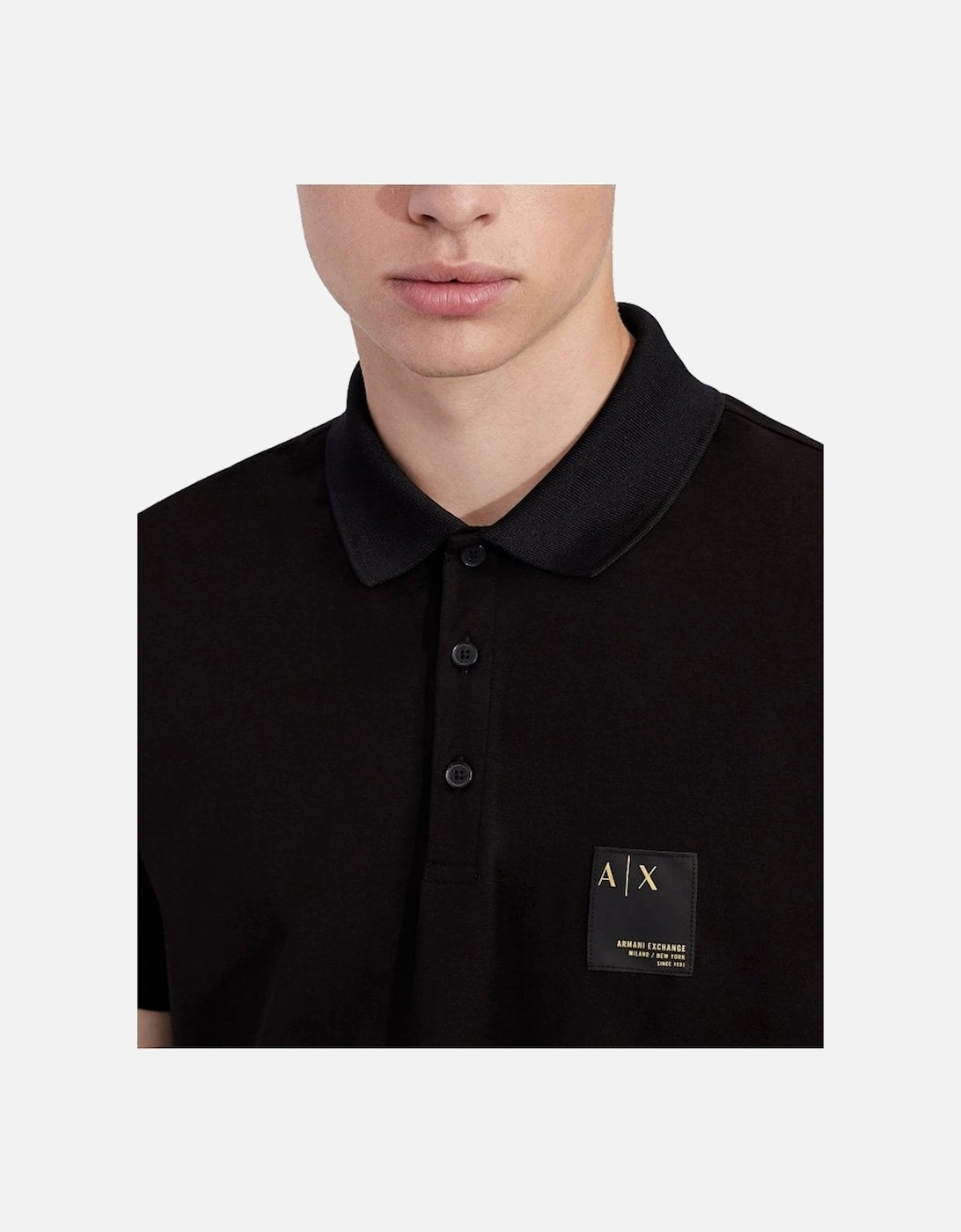 A|X Mens 3 Button Polo Shirt Black