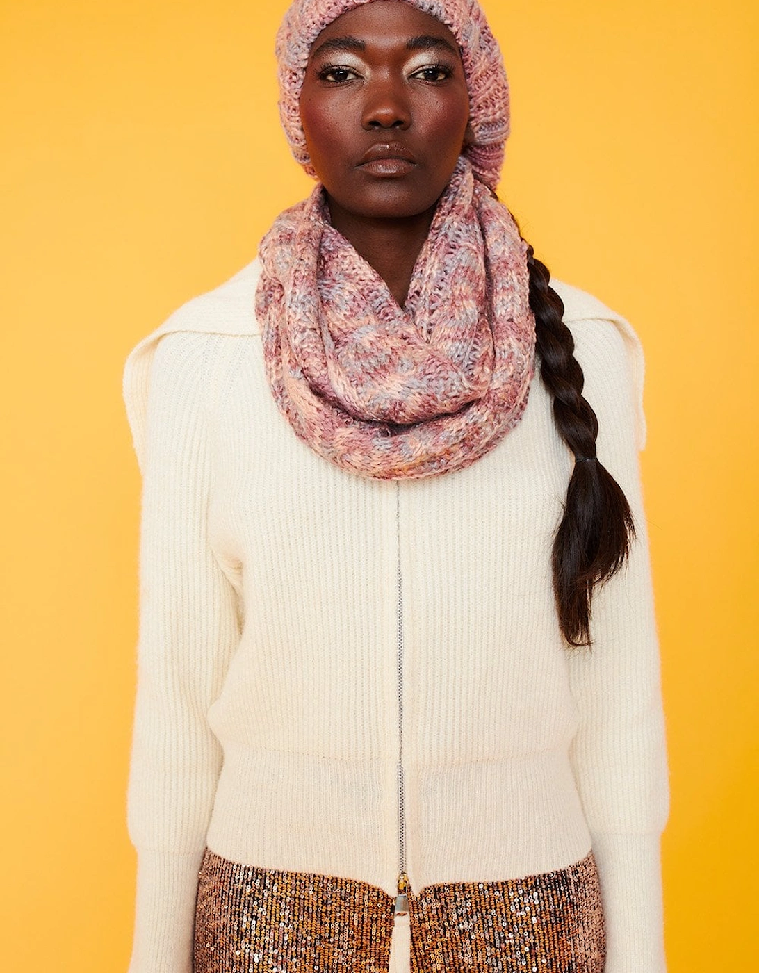 Handmade Knitted Wooly Scarf and Hat Set in Pink Tones, 5 of 4