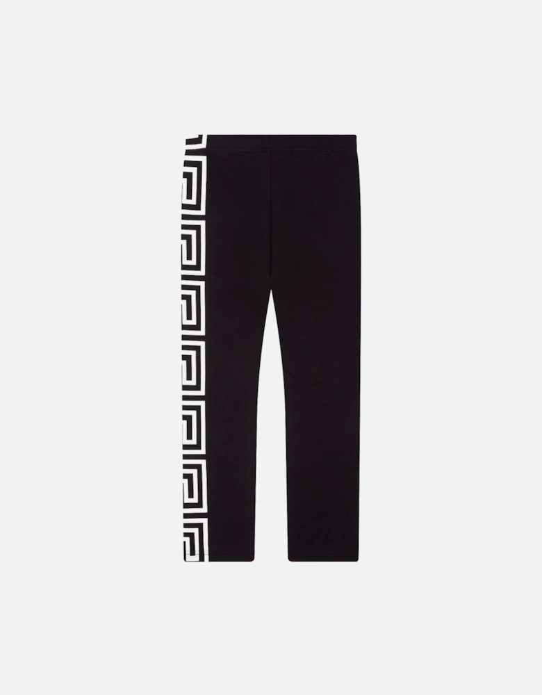 Girls Greca Pattern Print Joggers Black