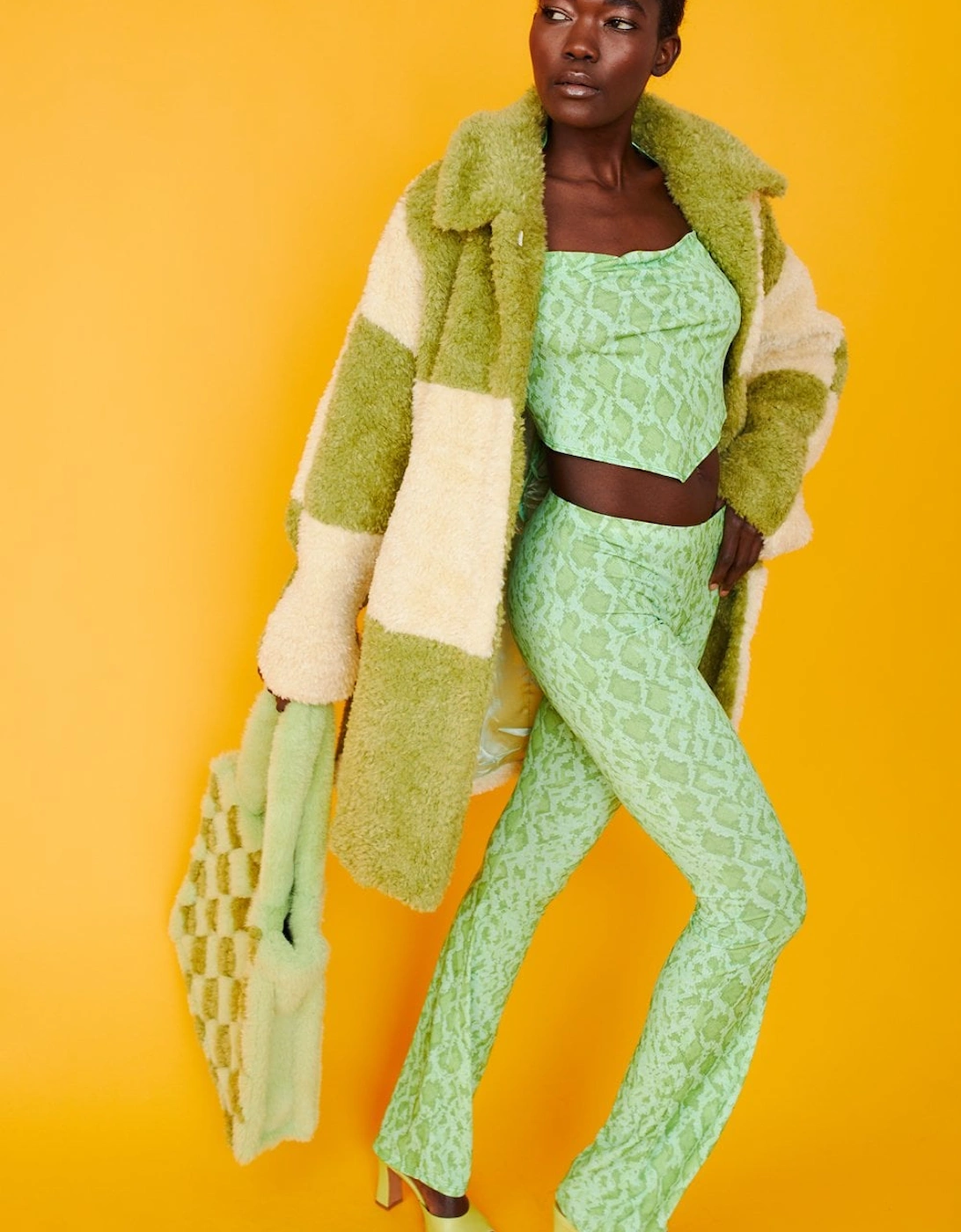 Oversized Green and Cream Checkered Coat, 7 of 6