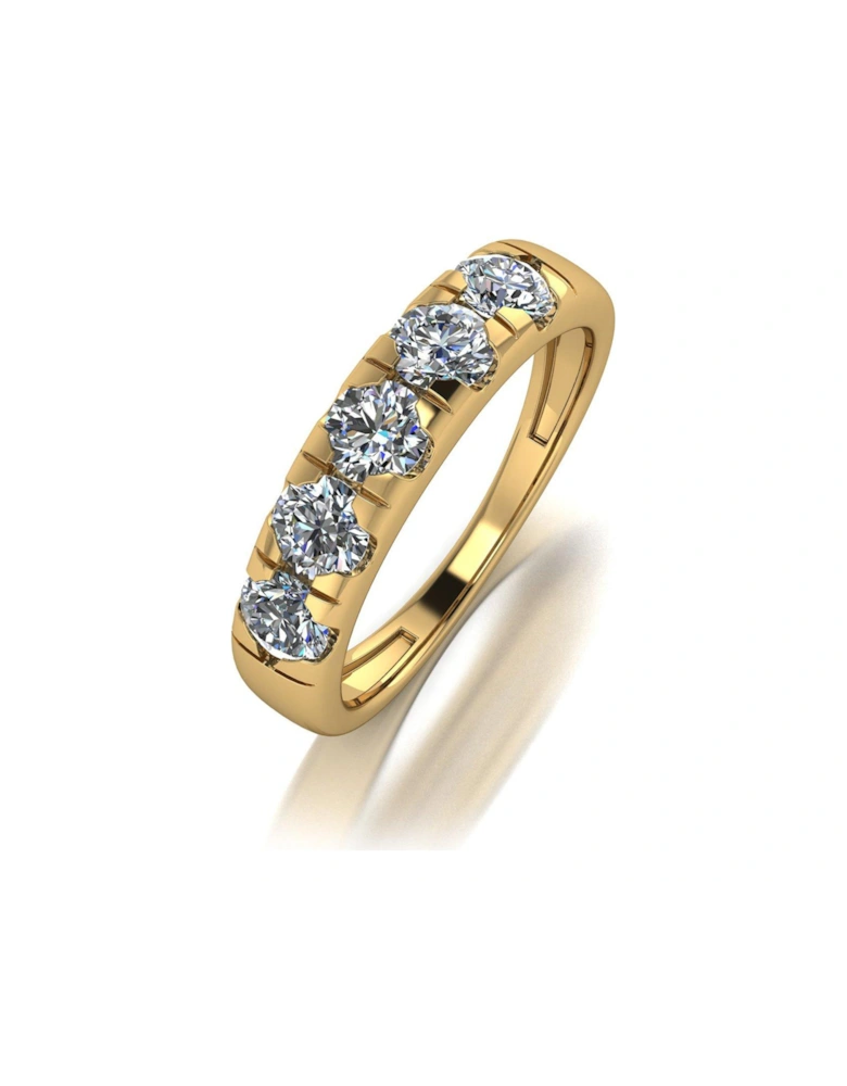 9ct Gold 1.25ct total 5 Stone Band Ring