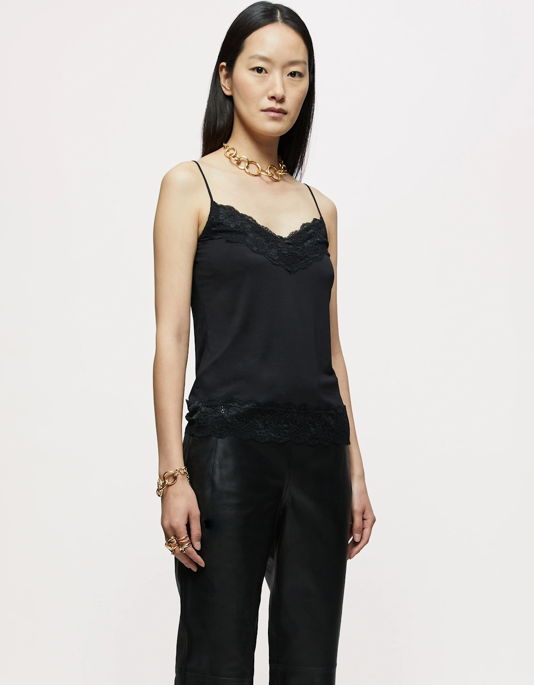 Modal Lace Vest | Black