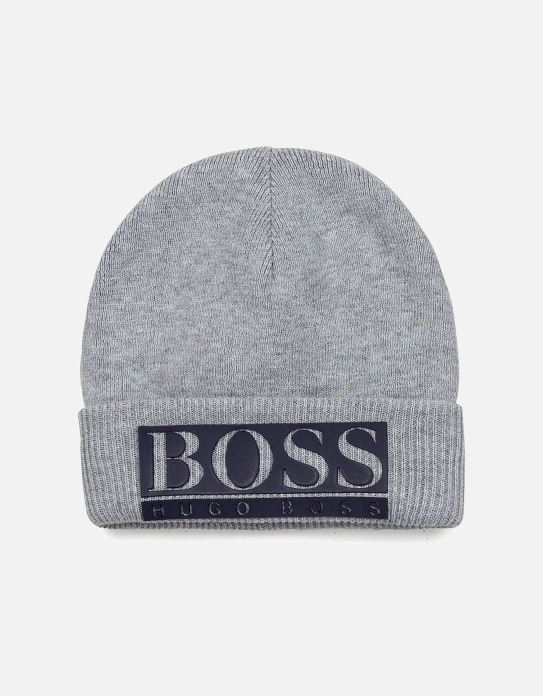 Boys Grey Logo Beanie Hat, 2 of 1