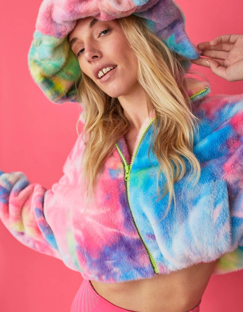 Tie Dye Faux Fur Oversized Hat