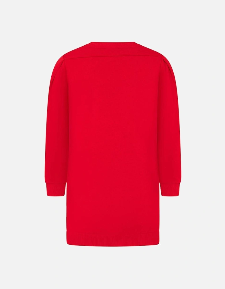 Girls Logo Print Dress Red