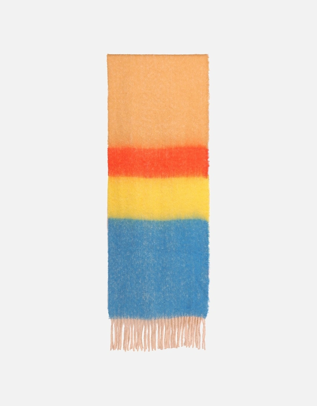 Cashmere Oversized Striped Scarf in Yellow and Blue