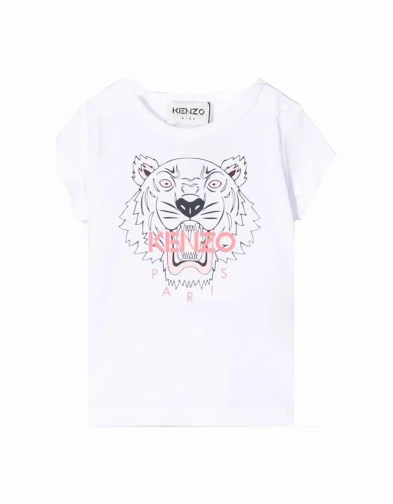 Baby Girls Tiger Print T-Shirt White