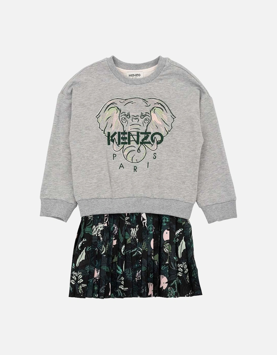 Girls Elephant Print Sweater And Dress Grey, 5 of 4