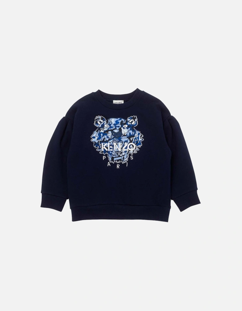 Girls Tiger Logo Sweater Navy