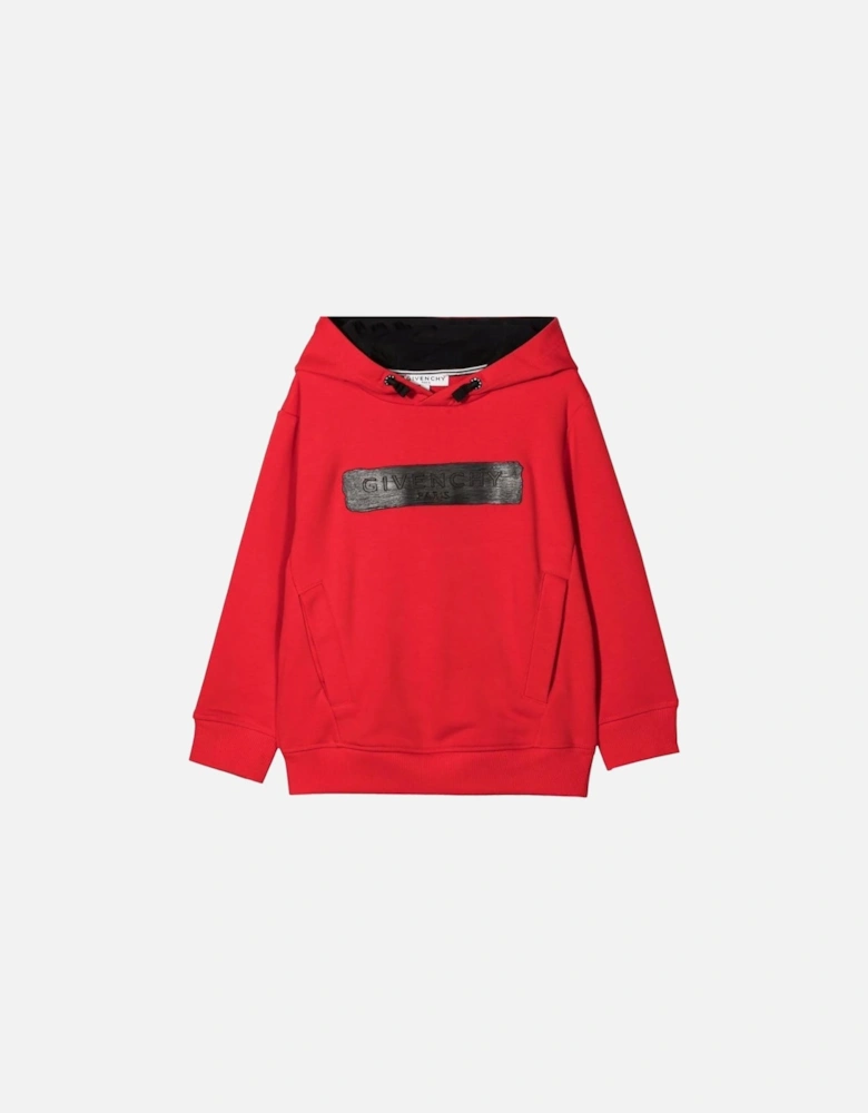 Boys Logo Embossed Hoodie Red