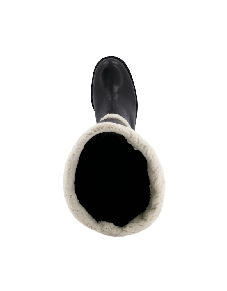 Ladies Tawn - Fluffy Trim Leather Boots