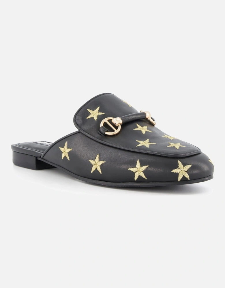 Ladies Galaxies - Star Embroidered Backless Loafers