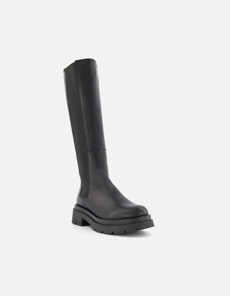 Ladies Tempas - Chunky-Sole Leather Knee-High Boots