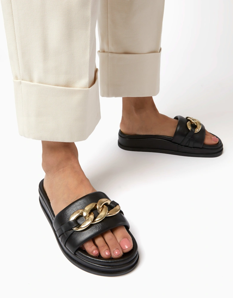 Ladies Leon - Chain Embellished Slider Sandals