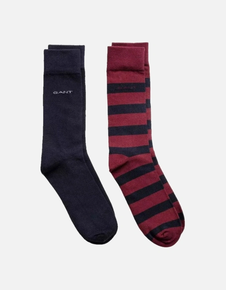 2 Pack Barstripe & Solid Socks