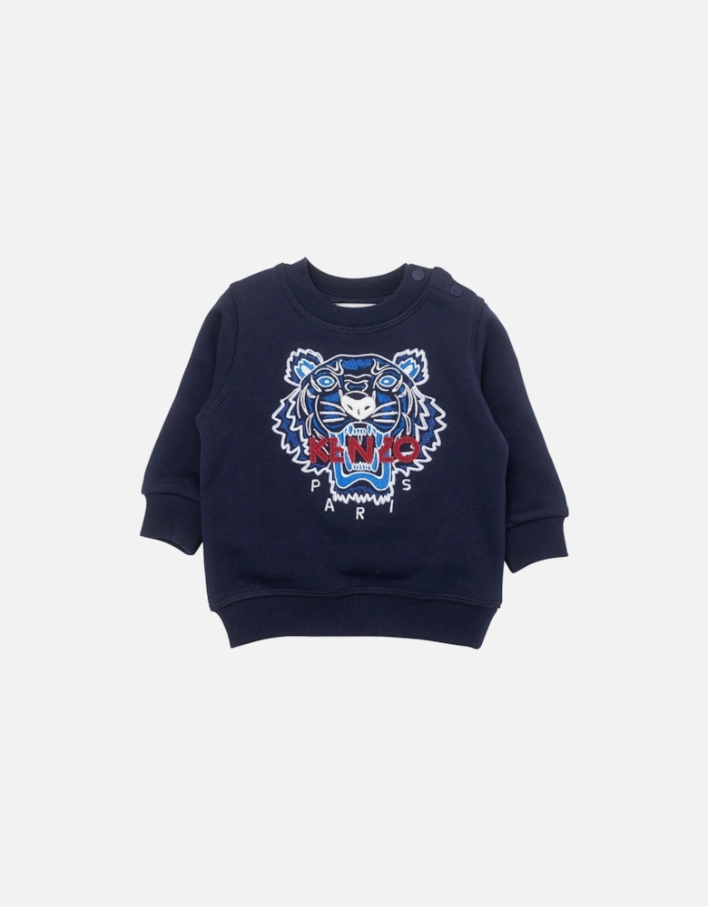 Baby Boys Tiger Print Sweatshirt Navy