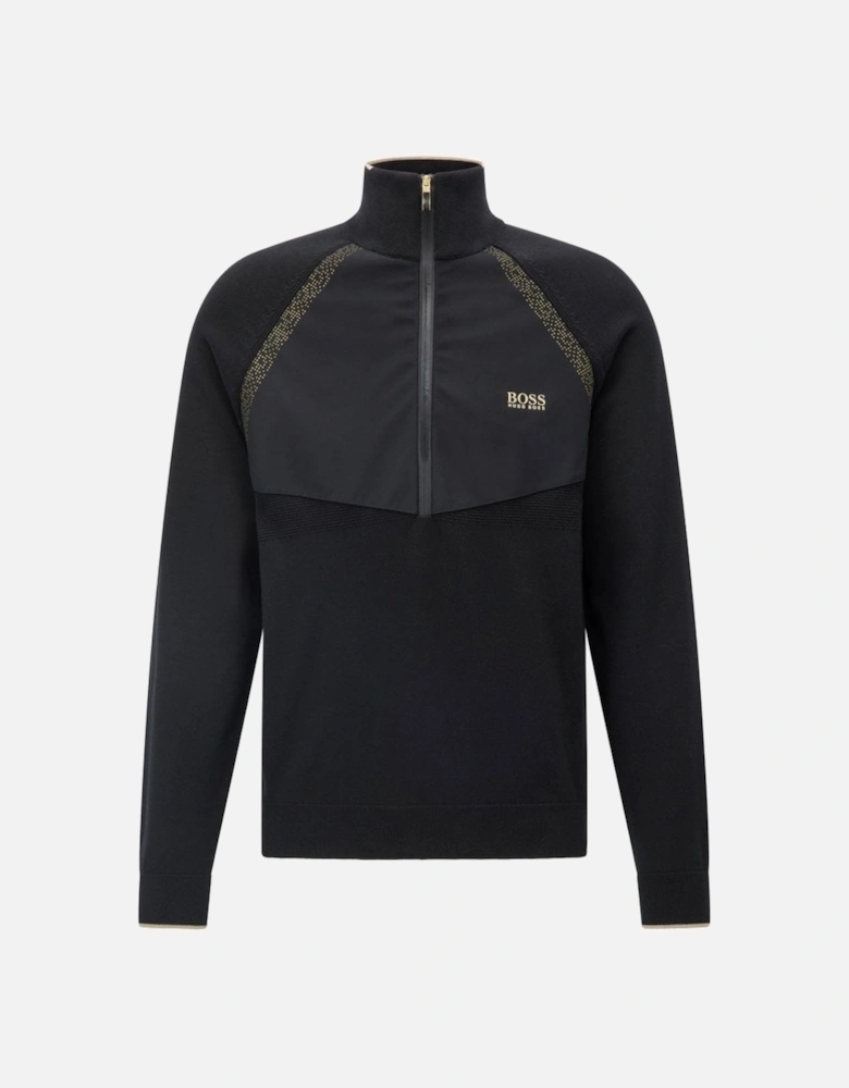 Men's Black Zaxel Hybrid Sweater With Gold Pixel Detail