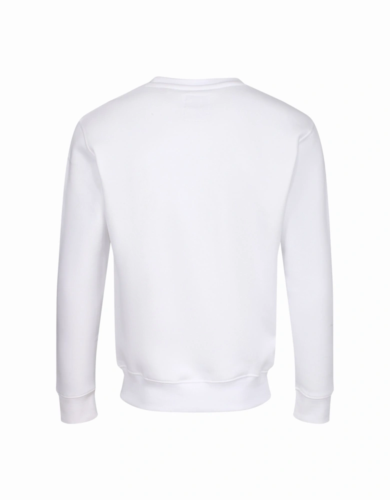 Basic Crew Neck Foil Print Logo Sweatshirt | White/Gold