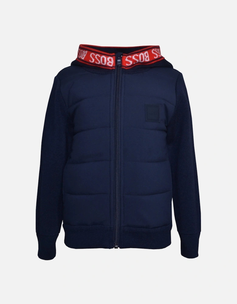 Boy's Navy Quilted Knitted Jacket