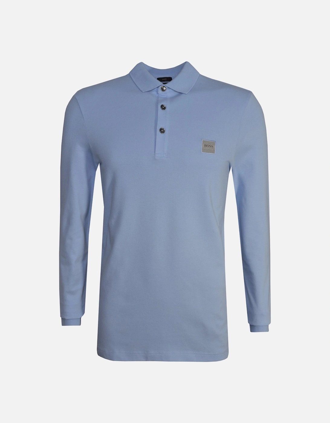 Slim Fit Blue Passerby Long Sleeved Polo Shirt, 3 of 2