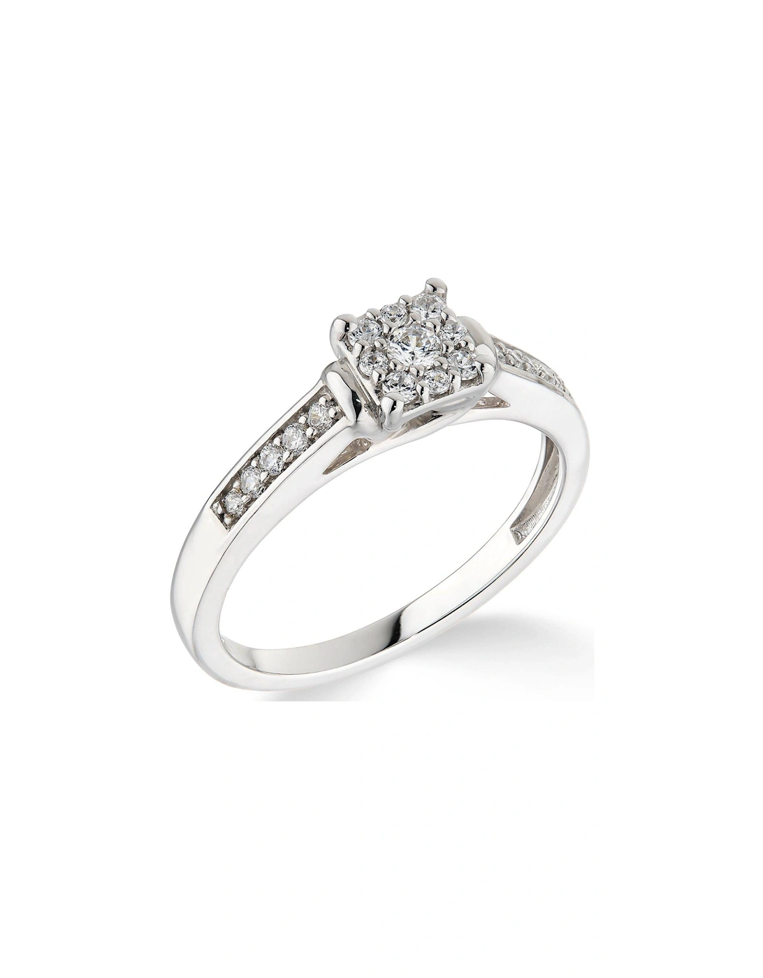 9ct White Gold 0.25ct Diamond Princess Cut Ring With Diamond Shoulders, 3 of 2