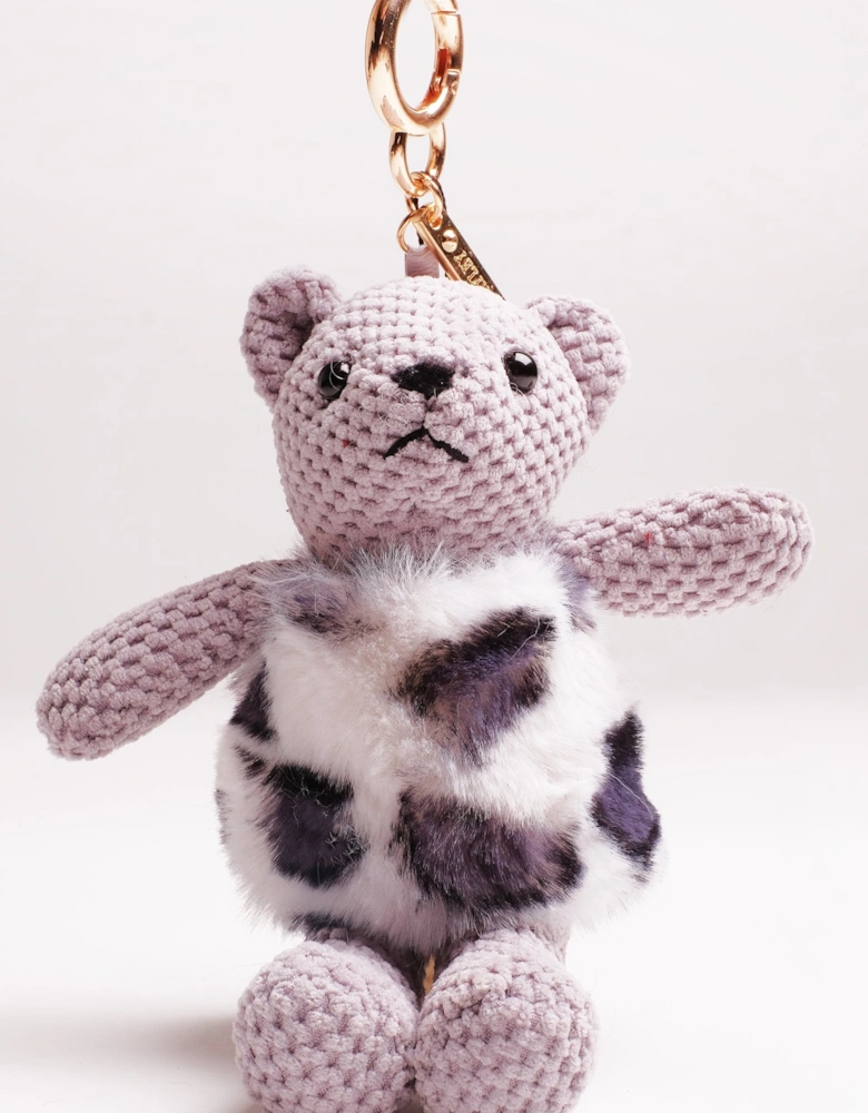 Grey Faux Fur Leopard Print Teddy Bear