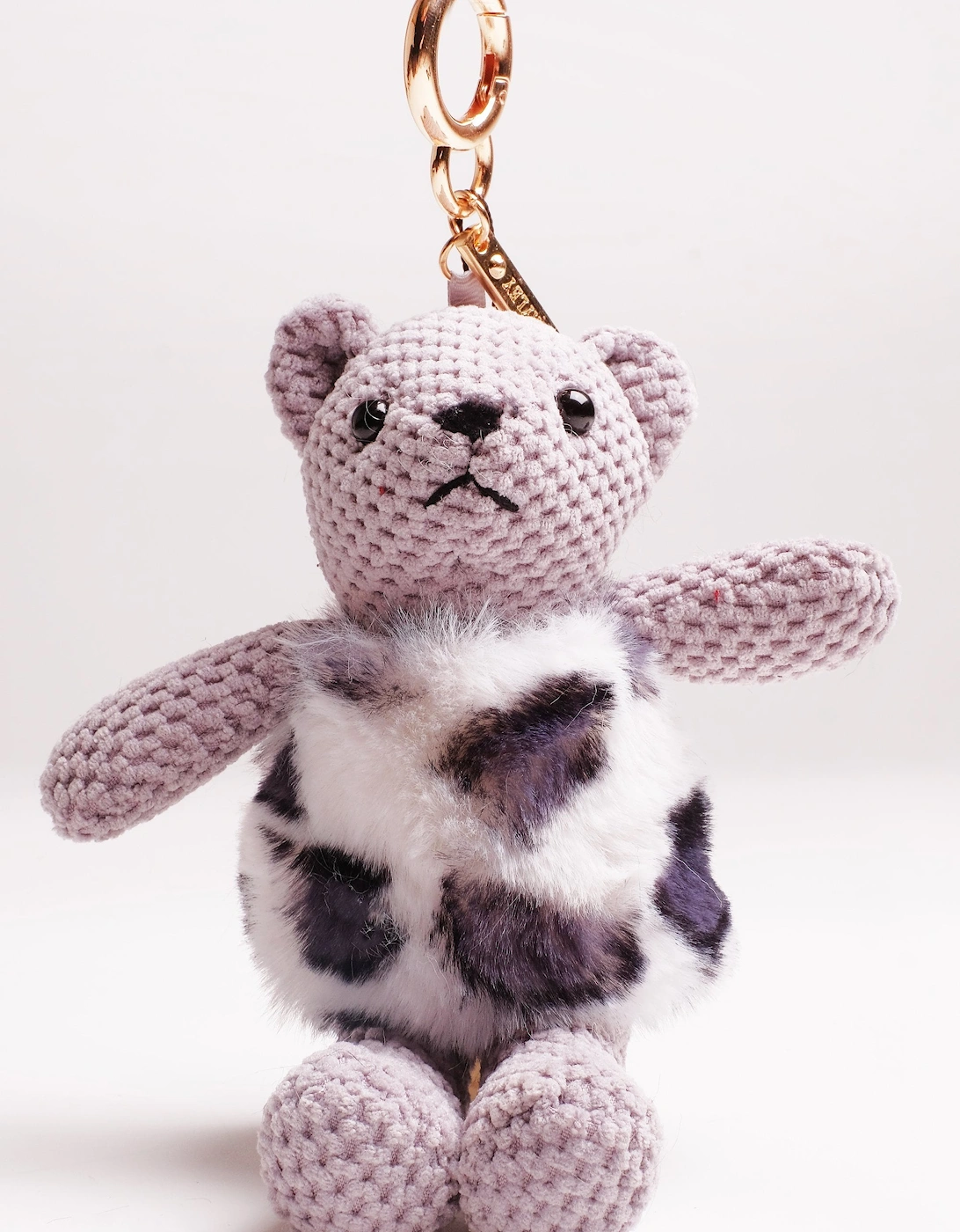 Grey Faux Fur Leopard Print Teddy Bear, 3 of 2