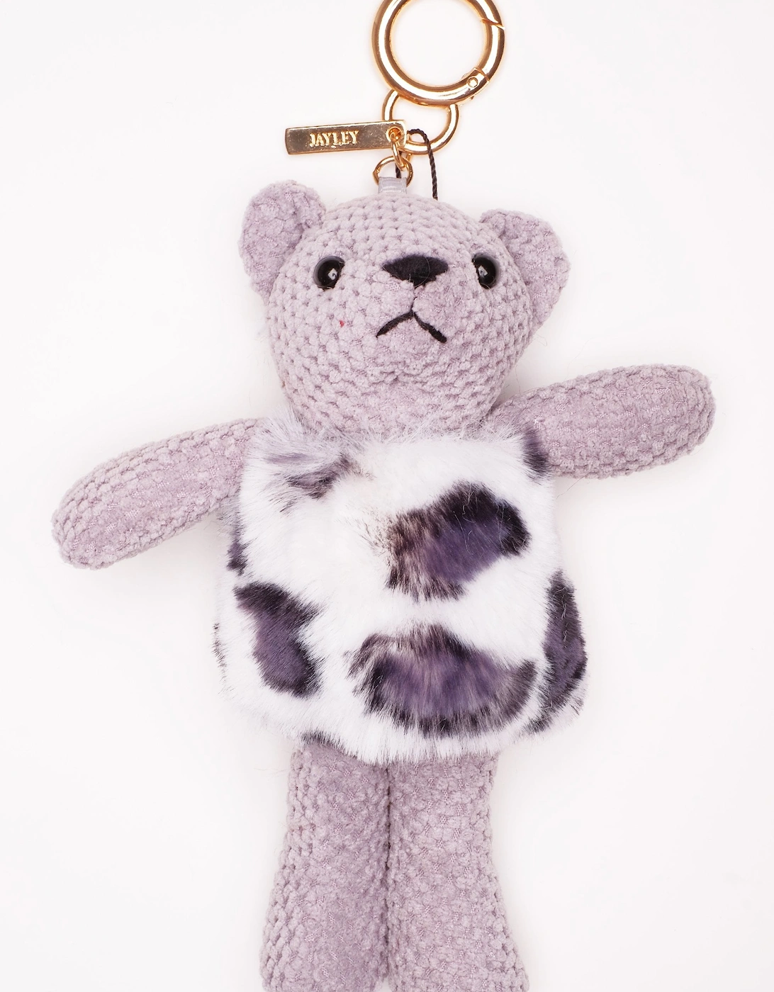 Grey Faux Fur Leopard Print Teddy Bear