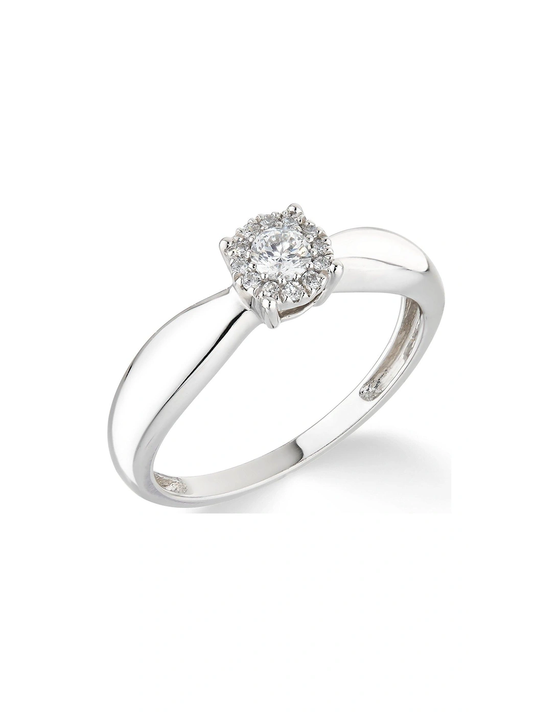 9ct White Gold 0.20ct Diamond Halo Solitaire Engagement Ring, 3 of 2