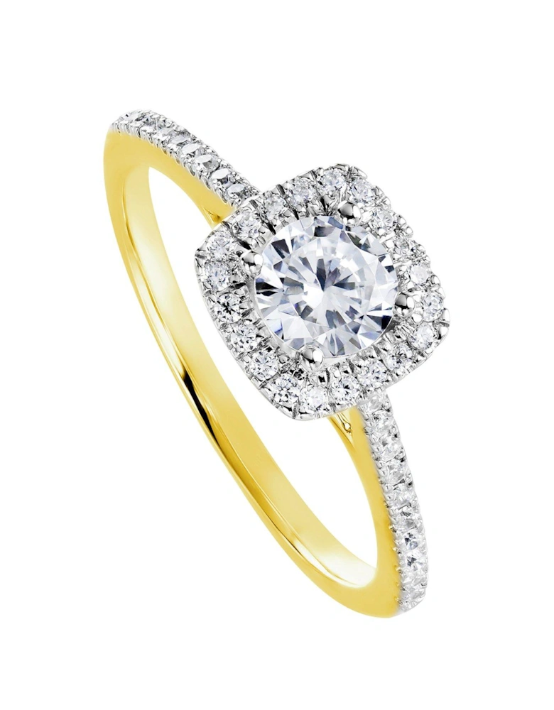 Cynthia Created Brilliance™ 9ct Yellow Gold 0.70ct Lab Grown Halo Diamond Engagement Ring