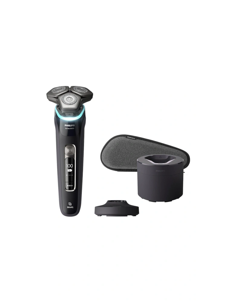 Series 9000 Wet & Dry Men's Electric Shaver with Charging Station, Quick Cleaning Pod & Travel Case, Ink Black, S9986/55