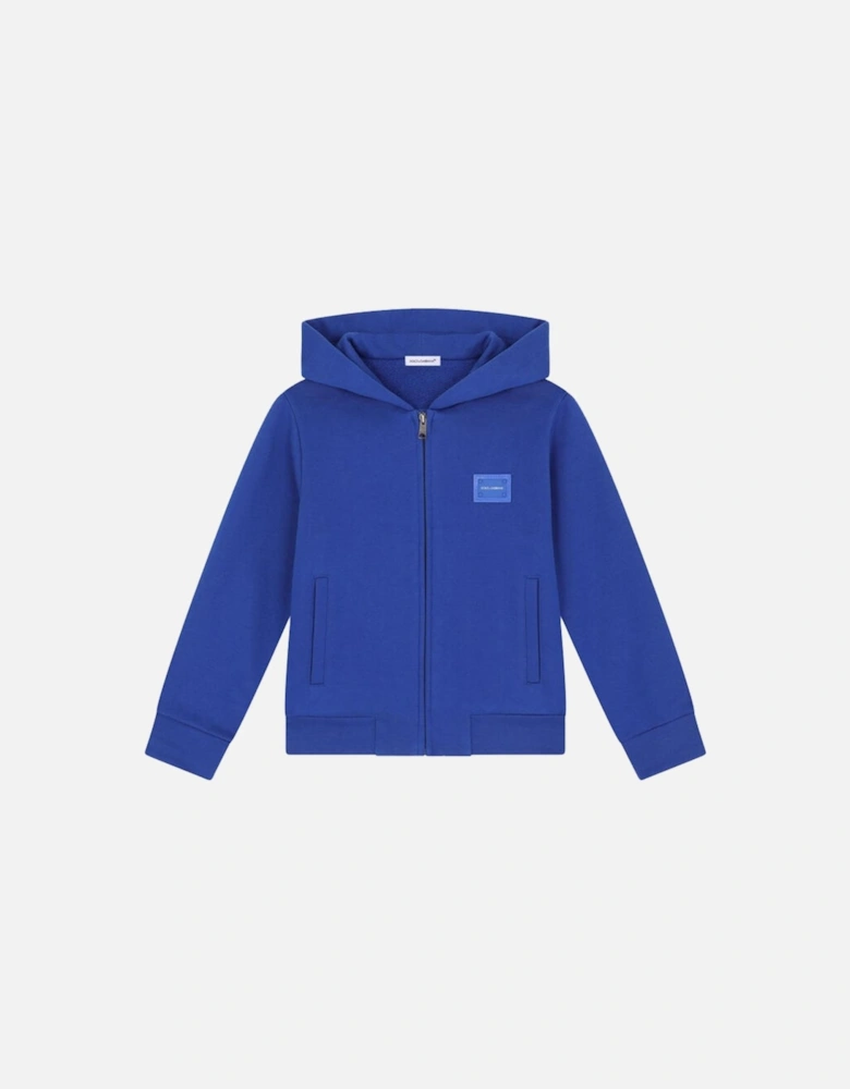 Boys Logo-Appliqué Zip-Up Hoodie Blue