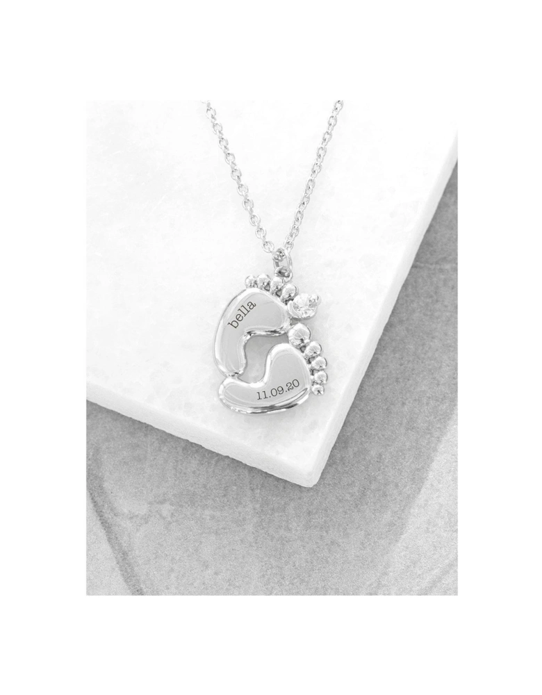 Personalised Baby Feet Necklace in Silver