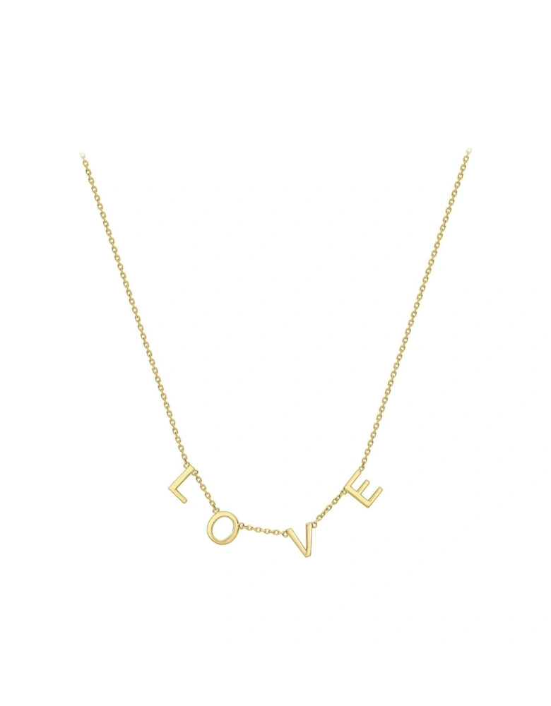 9ct Yellow Gold 5mm 'Love' Adjustable Necklace 38cm/15'-43cm/17'