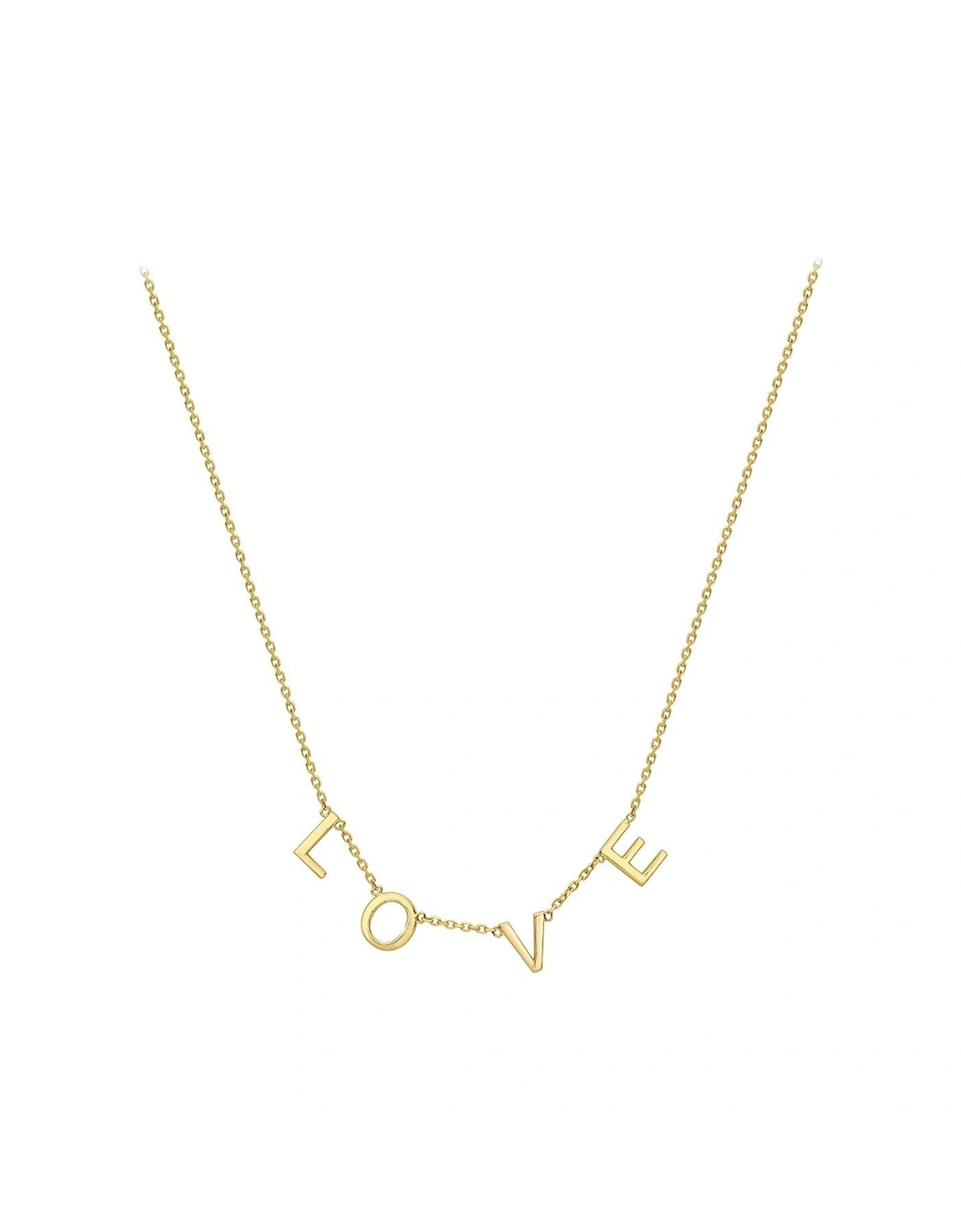 9ct Yellow Gold 5mm 'Love' Adjustable Necklace 38cm/15'-43cm/17', 2 of 1