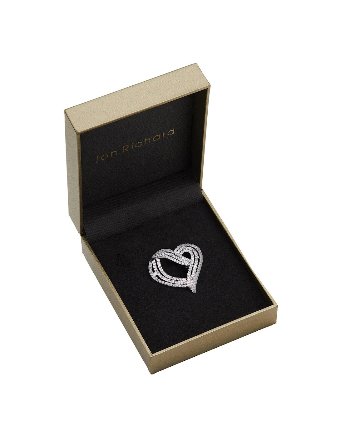 Gift Boxed Rhodium Plate Cubic Zirconia Heart Brooch, 3 of 2