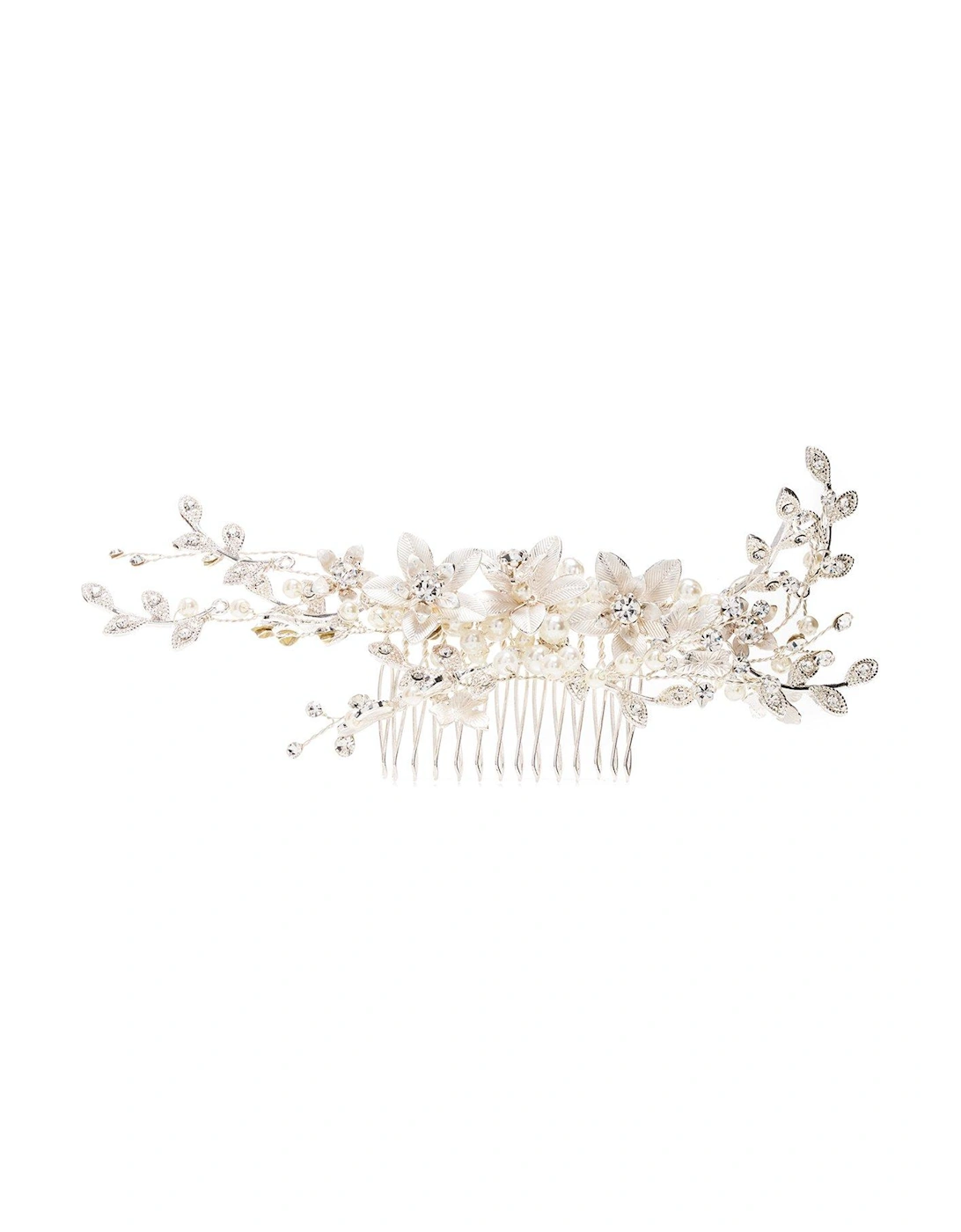 Madeline Silver Texture Petal Maple Leaf Spray Comb, 2 of 1