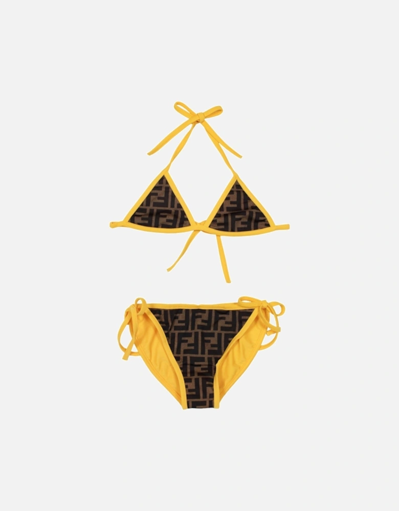 Girls 2 Piece FF Bikini Set Yellow/Brown