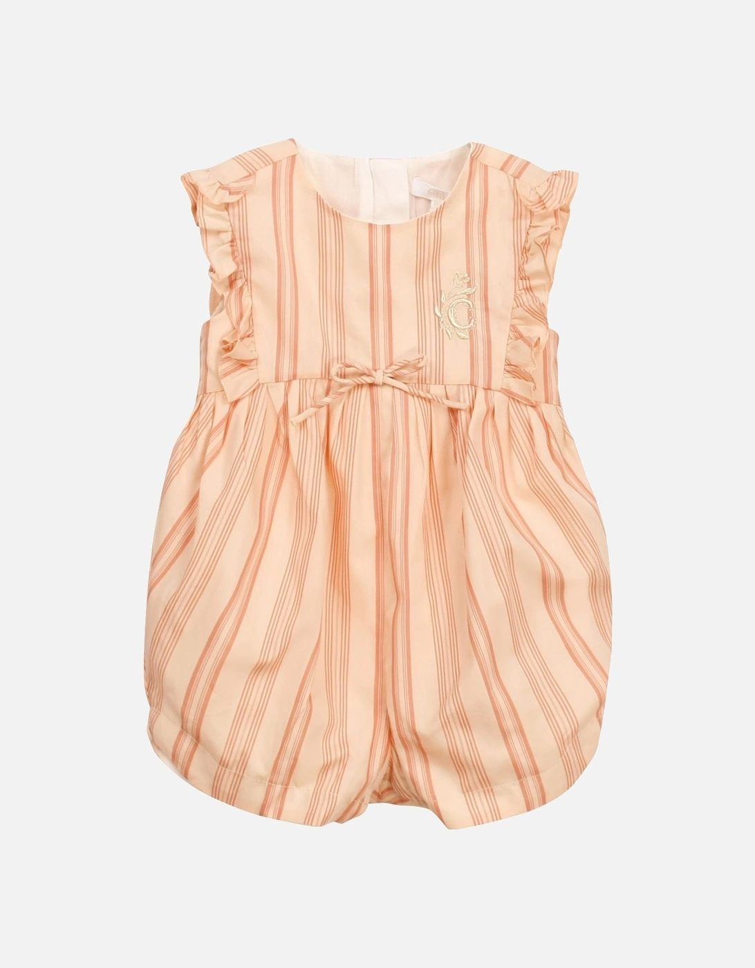 Girls Pink Striped Cotton Playsuit, 3 of 2